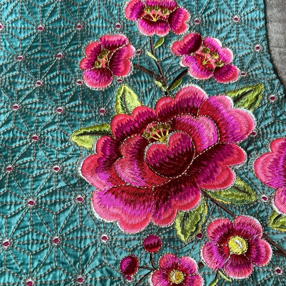 Anthropologie Pip Studio embroidered floral velvet 12x20 pillow cushion covers 2